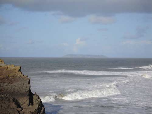 Lundy Island from Hartland Harbour